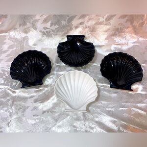 x4 Vtg MCM Mid Century Modern Ceramic Oven Proof Shell Bowls Japan 6.5” x 6.5”
